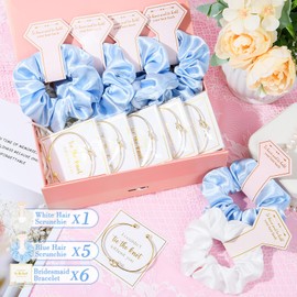 12 Pcs Bridesmaid Proposal Gifts Bridesmaid Hair Scrunchies Knot Bracelet Bridal Shower Gifts Bridesmaid Gift Bachelorette Party Wedding Favors Bridal Party Present Hair Accessories for Women
