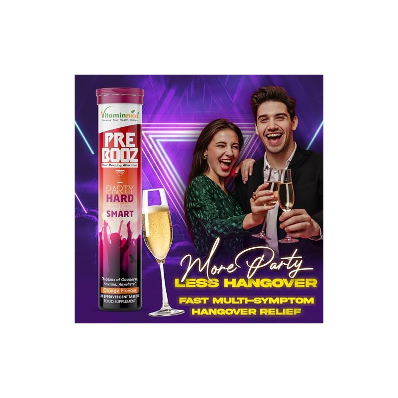 Vitaminnica Pre Booz- 20 Effervescent Tablets | Party Wellness Support