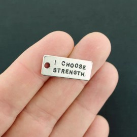 Unbranded BULK 10 Strength Charms Antique Silver Tone - I choose strength 2 Sided - SC4635