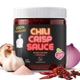 SAUCE UP Original Chili Crisp 6oz | Spicy Sweet Crunchy Umami Chili Oil & Sauce | Vegan, Keto, Gluten-Free, No MSG | 13+ Superfoods | Gourmet Artisan Chili Crisp Condiment | Handcrafted in NY