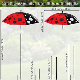 Sunnymove 1 Pcs Plant Umbrellas for Outdoor Garden Plants 23.6 Inch Shade Cover Sun Protection Umbrella Space Saving Garden Umbrella Shade Canopy for Potted Plants Bed (Ladybug,Red,Black,White)