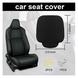 DUSCOKE Car Seat Cover, Linen Front Seat Bottom Protector with Storage Pocket, Breathable Comfort Car Cushion Pad, Universal Automotive Interior Accessories for Most Vehicles (Black)