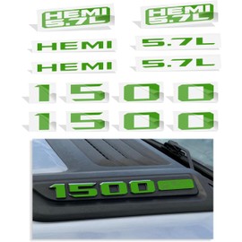 Reflective Concepts 2019-2022 Ram 1500 HEMI 5.7L Sport Performance Hood Emblem Overlay Decal Stickers - (Color: Lime Green)