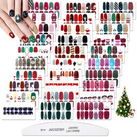 XEAOHESY 30 Sheets Christmas Nail Polish Strips Full Nail Wraps for Women Holiday Nail Art Self-Adhesive Nail Polish Stickers Santa Claus Snowmen Christmas Nail Strips with Nail File