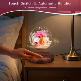 ASPMIZ Magnetic Levitation Forever Flowers with LED Lights, Pink Preserved Flowers in Clear Dome, Long-Lasting Real Flower Gifts for Mom Women Wife Grandma Birthday Valentines Anniversary Christmas