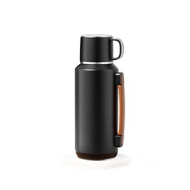 Simcat 800ml Thermal Flask 28 oz with Handle 316 Stainless Steel Vacuum Insulated Water Bottle, 24hr Keep Hot/Cold, Black Travel Tumbler, Daily Commute