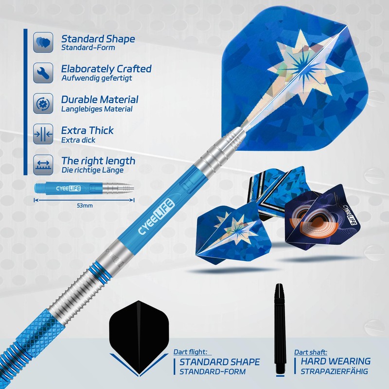 CyeeLife Darts with Plastic Tip, 90% Tungsten, Pack of 3,