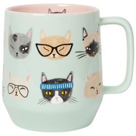 Jubilee Danica Stoneware Mug - Modern Feline Design 22 oz Capacity Reusable Cup