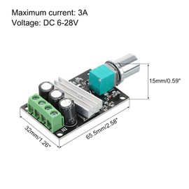 MECCANIXITY DC 6V 12V 24V 28V 3A 1203BK, Universal DC Motor Speed Controller, Regulator Adjustable Switch Pack of 2