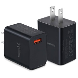 USB Wall Charger, Besgoods 5V 3A Fast Charging Block 3.0 Power Adapter 18W Compatible with Wireless Charger iPhone 16 15 14 Pro Max Galaxy S24 S23 Ultra 22 21 20 A03s Android Camping Fan, 2Pack