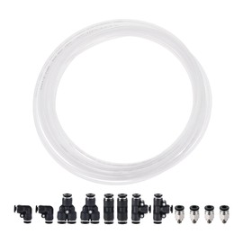 sourcing map Pneumatic 4mm OD Nylon Air Hose Pipe Tube Kit 10M White with Black Push to Connect Fittings