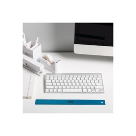 JAM PAPER Strong Aluminum Ruler - 12 Inch - Metal Ruler with Non-Skid Cork Backing - Blue Metallic - Sold Individually