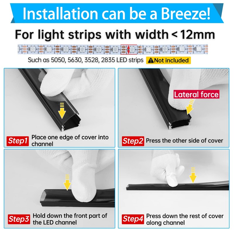 Muzata 20Pack 3.3FT/1M LED Channel Black Aluminum U Shape LED