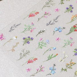 Heclia Flower Nail Stickers 2 PCS Summer Floral Leaf Nail Art Decals 5D Self-Adhesive Wildflower Manicure Accessories for Women Girls DIY Nails Decorations Cute Floral Nails Stickers for Art Supplies