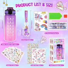 Decorate Your Own Water Bottle Craft Kits for Kids, Unique Birthday Christmas Gifts Unicorn Gifts for Girls 4-12 Years Old, Creative Arts and Crafts for Kids, Diamond Painting Toy DIY Sport Bottle