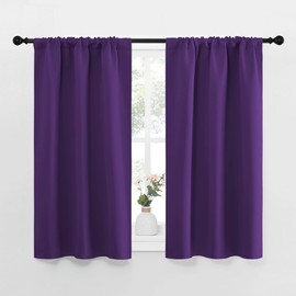 NICETOWN Kitchen Curtains Blackout Drapes & Curtains, Energy Smart Window Treatment Curtain Panels for Bedroom (Royal Purple, 34" W x 45" L, Set of 2)