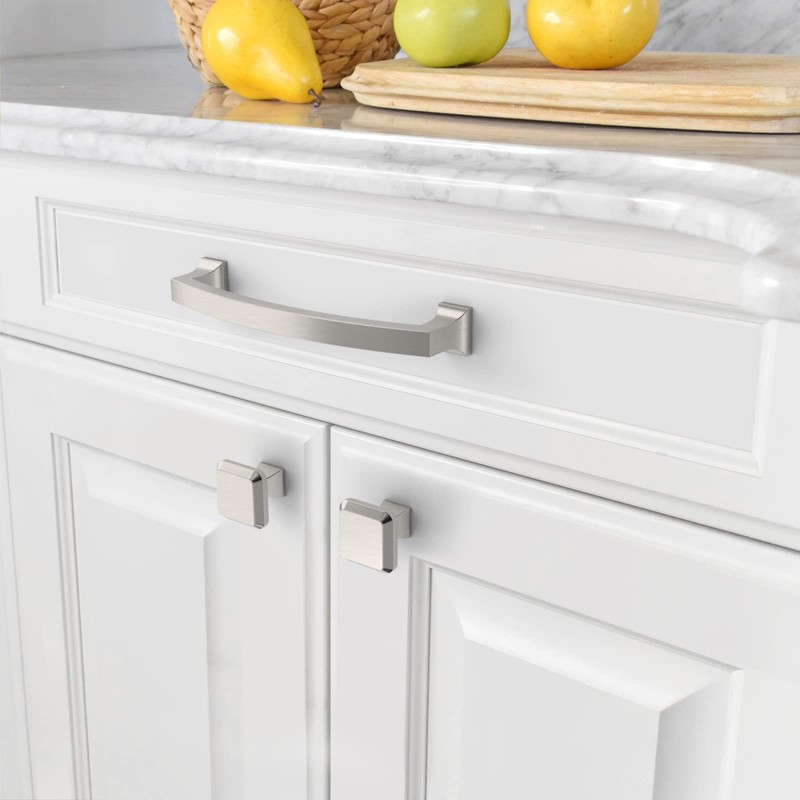 Amerdeco 10 Pieces Furniture Knobs Brushed Nickel Kitchen Hardware Cabinet