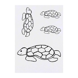 4 x 'Happy Turtle' Temporary Tattoos - Water Resistant, Skin-Safe, Non-Toxic Transfers, Mixed Sizes (TO00062782)