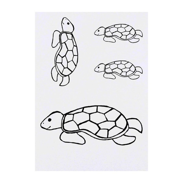 4 x 'Happy Turtle' Temporary Tattoos - Water Resistant, Skin-Safe,