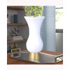 White S-shaped Glass Vase with Gold Base, 11.5"H