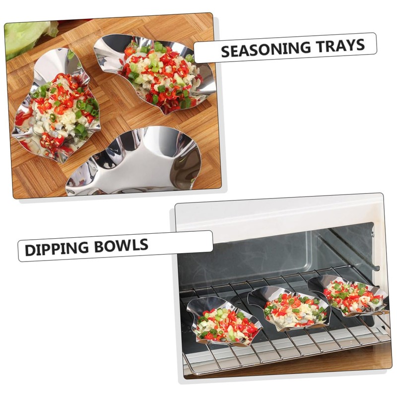 OHPHCALL 6pcs Stainless Steel Oyster Dipping Dishes Reusable Oyster Shell