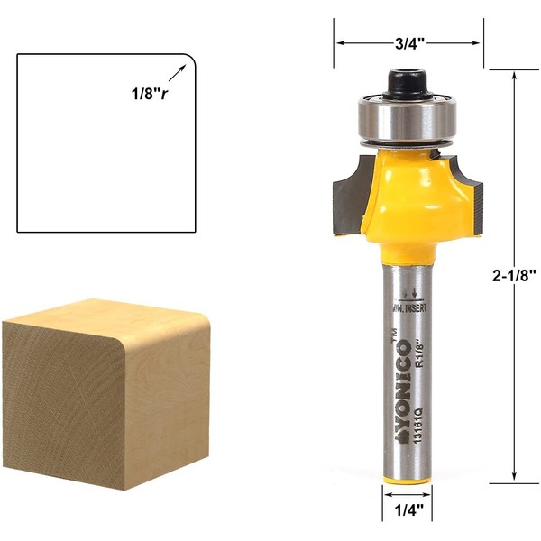 Yonico 13161q 1/8-Inch Radius Round Over Edge Forming Router Bit 1/4-Inch Shank