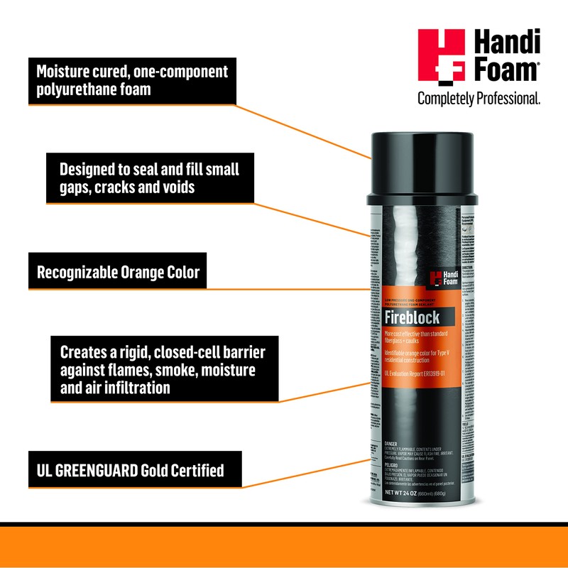 HANDI-FOAM® FIREBLOCK Low-Pressure ONE-Component Polyurethane Foam SEALANT (OCF), P30181