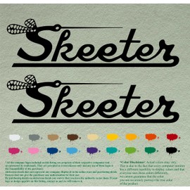 Pair Skeeter Vintage Aftermarket Compatible Replacement Decals Vinyl Stickers Boat Outboard Motor Set of 2 (12", Black 070)