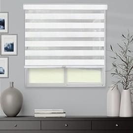 CHICOLOGY Zebra Blinds , Roller Window Shades , Blinds for Windows , Roller Shades for Windows , Window Shades for Home , Window Shades , Pull Down Shades for Windows , 31"W X 72"H , Basic Arctic