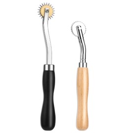 Pack of 2 Tracking Wheel Sewing Tool, Sewing Pattern Wheel with Wooden Handle, Copy Wheel, Marking Wheel, Needle Point Tracking Wheel, Tailor Wheel Sewing Pattern Wheel for DIY Leather