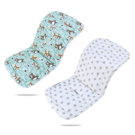 Baby Pushchair Seat Liners,Pram Liner Universal Fit for Most Pushchairs,100% Cotton Double-Sided Baby Stroller Cushion Pad,Stroller Seat Cover for Toddler Infant 1 Pack,78x34cm(Animal+Stars)