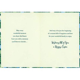 Designer Greetings Dark Green, Blue Foil and White Leaves : Swirling Blue Foil Lines Nephew and Family Easter Card
