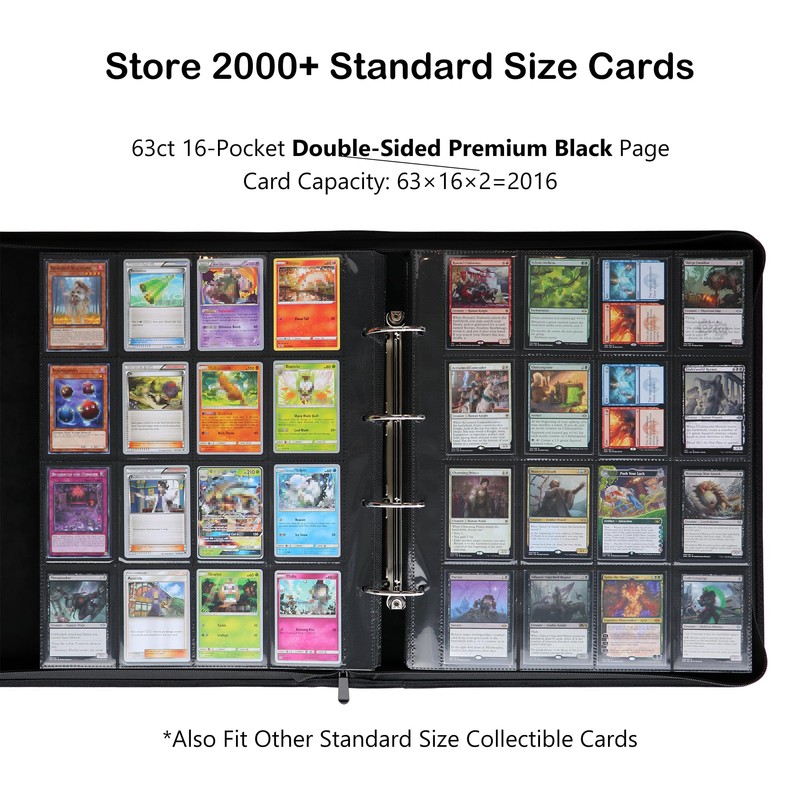 Rayvol 2000 Trading Card Binder, 16 Pocket D-Ring Card Binder