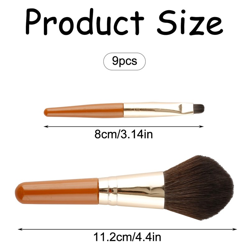 Bojueshaw 9pcs Makeup Brushes Set,Mini Cosmetic Brushes,Portable Travel Make Up