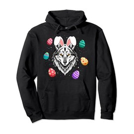 Happy Easter Bunny Wolf Rabbit Ears Animal Kids Men Women Pullover Hoodie