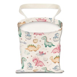 AUEKLLW Car Trash Can, Hanging Garbage Bin for Men and Women, Cute Car Organizer and Storage Bag, Canvas Vehicle Trash Can Bag Easy-to-Install Cute Dinosaur