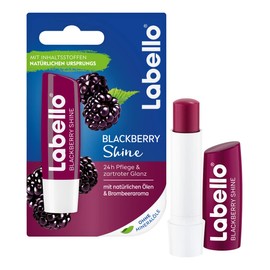 Labello Blackberry Shine Lip Balm with Soft Red Shine and Shimmer Pigments 4.8 g without Mineral Oils