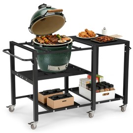 GVGBUK Outdoor Grill Table for Big Green Egg, BBQ Cart with Lockable Wheels