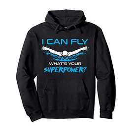 Funny I Can Fly Swimming Gift | Cute Butterfly Swimmer Coach Pullover Hoodie