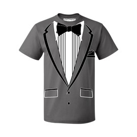 Promotion & Beyond Tuxedo (Black) with Pocket Square Ceremony Men's T-Shirt, XL, Charcoal