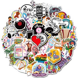 50pcs Rock Stickers Music Party Band Stickers Water Bottle Waterproof Laptop Skateboard