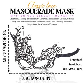 Nicute Lace Masquerade Mask Black Halloween Masks for Women(Phoenix)