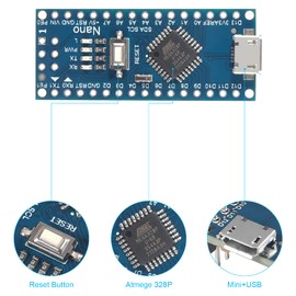 4pcs for Nano Board 5V 16M Micro USB Microcontroller Board V3.0 with Pin Headers Pin Unsoldered Compatible with Electronics Development Board Nano328P Nano3.0