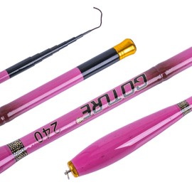 Goture Compact Extendable Rod Stream Rod Versatile Fishing Rod Ultra Lightweight High Strength Rivers Embankments Lakeside Stream Fishing Rod Beginners 6.5 ft (2.4 m) Pink