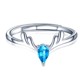 Yumilok Blue Elk Ring 925 Sterling Silver Jewelry Delicate Rings for Women Girls Gift with Box