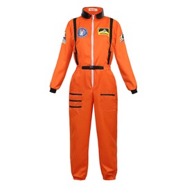 Lehauya Womens Astronaut Costume Adult Space Suit Women Orange Jumpsuit Costume Cosplay Space Planet Costume X-Small