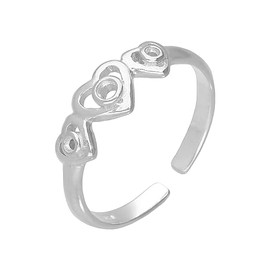 Sterling Silver Triple Hearts Adjustable Toe Ring