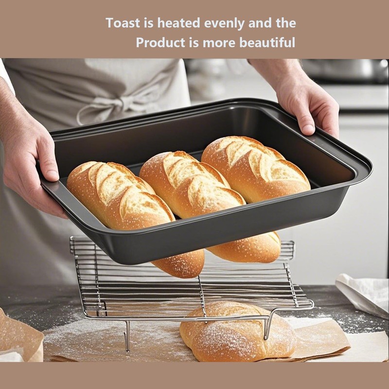 QILEMI Deep Baking Tray for Oven, 1 Piece, Rectangular Baking