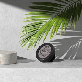 Kienzle Thermal Hygrometer Round with Temperature and Humidity Display, Time, Date, Flexible Mounting Options