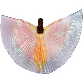 Leemiman Women Angle Isis Wings Egyptian Belly Dance Costumes Isis Wings with Sticks (Rainbow)